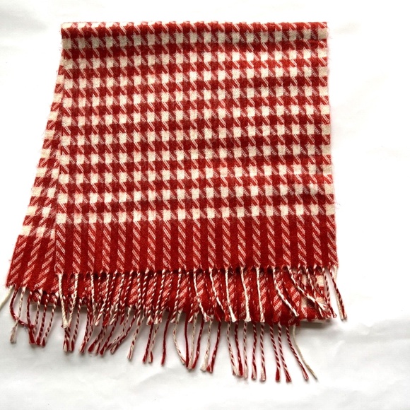 Eaton Scarf Rectangle Reddy Orange Soft w Fringe Large Herringbone Pattern - Picture 2 of 5